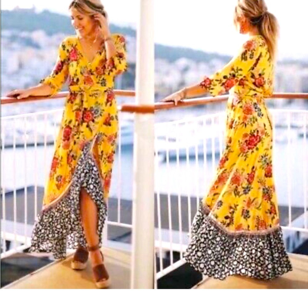 Anthropologie FARM Rio Sunlit Maxi Dress, size small